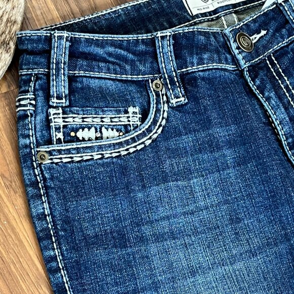 Rock & Roll Denim Mid Rise Bootcut Longhorn Women's Western Jeans (26x34) NEW - Picture 4 of 13